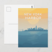 New York Harbor Sunset Postkarte (Vorne/Hinten)