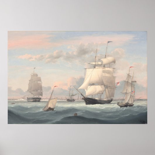 New York Harbour - Fitz Henry Lane Fine Art Poster (Vorne)