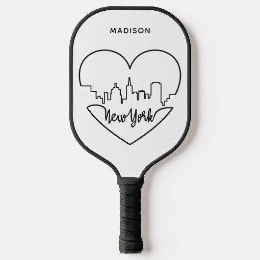 New York Heart individuelle Name Pickleball Schläger (Vorderseite)