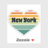 New York Heart Retro Style Aufkleber (Blatt)