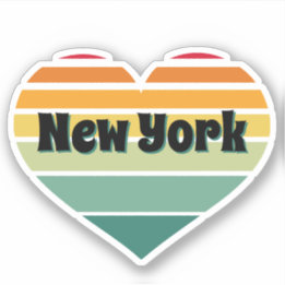 New York Heart Retro Style Aufkleber