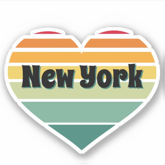 New York Heart Retro Style Aufkleber (Vorderseite)