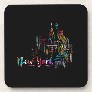New York Himmel Herzschlag Statue der Freiheit I L Getränkeuntersetzer
