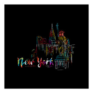 New York Himmel Herzschlag Statue der Freiheit I L Poster