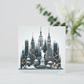 New York Holiday Elegance - Anpassbare Weihnachten Dankeskarte (Stehend Vorderseite)