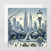 New York Holiday Elegance - Anpassbare Weihnachten Einladung (Vorne/Hinten)