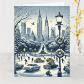 New York Holiday Elegance - Anpassbare Weihnachten Karte (Gelbe Blume)