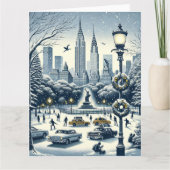 New York Holiday Elegance - Anpassbare Weihnachten Karte (Vorderseite)
