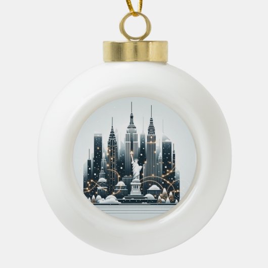 New York Holiday Elegance - Anpassbare Weihnachten Keramik Kugel-Ornament (Vorderseite)