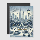 New York Holiday Elegance - Anpassbare Weihnachten Magnetkarte (Vorne/Hinten)