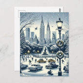 New York Holiday Elegance - Anpassbare Weihnachten Postkarte (Vorne/Hinten)