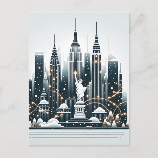 New York Holiday Elegance - Anpassbare Weihnachten Postkarte (Vorderseite)