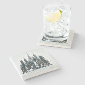 New York Holiday Elegance - Anpassbare Weihnachten Steinuntersetzer (Seitenansicht)