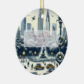 New York Holiday Elegance - Customisable Christmas Keramik Ornament (Rechts)