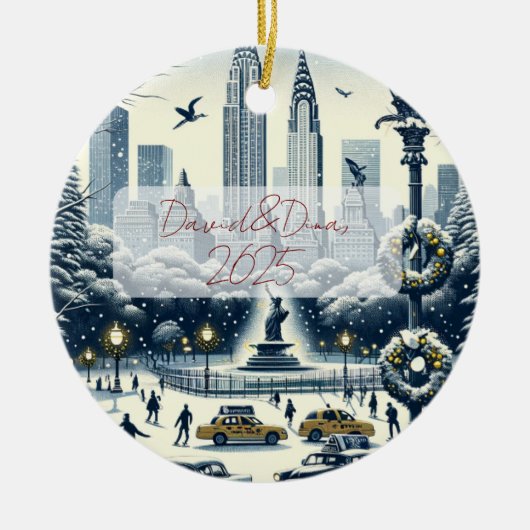 New York Holiday Elegance - Customisable Christmas Keramik Ornament (Vorne)