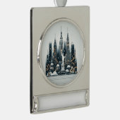 New York Holiday Elegance - Customizable Christmas Banner-Ornament Silber (Rechts)