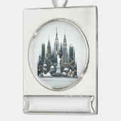 New York Holiday Elegance - Customizable Christmas Banner-Ornament Silber (Links)