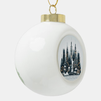 New York Holiday Elegance - Customizable Christmas Keramik Kugel-Ornament