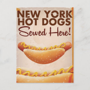 New York Hot Dog Vintage Plakat Postkarte