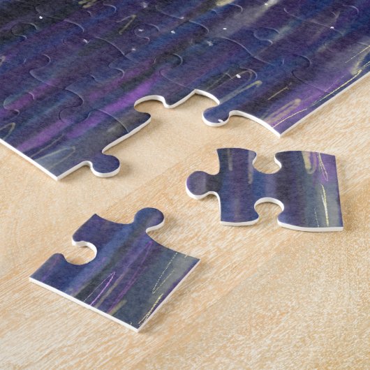 New York Hudson River Manhattan Lila Sunset Art Puzzle (Seite)