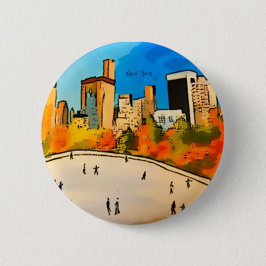 New York Ice rink Central Park Button (Vorderseite)