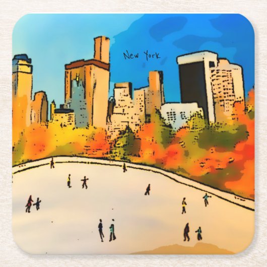 New York Ice rins Central Park Watch Rechteckiger Pappuntersetzer (Vorderseite)
