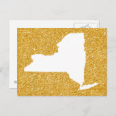 New York im Glitzer Weiß und Gold Postkarte (Vorne/Hinten)