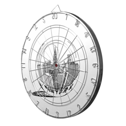 New York in einer Glaskugel Dartscheibe (Vorderseite rechts)