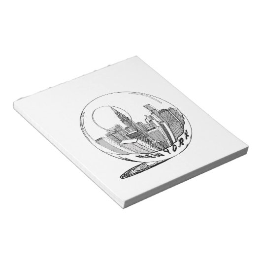 New York in einer Glaskugel Notizblock (angewinkelt)