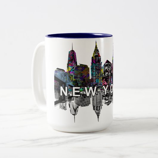 New York in Graffiti Zweifarbige Tasse (Vorderseite Links)