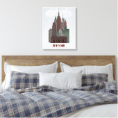 New York in Wolken - Dunkelrot und grün Leinwanddruck (Insitu (Schlafzimmer))