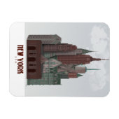New York in Wolken - Dunkelrot und grün Magnet (Horizontal)