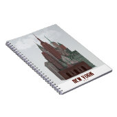 New York in Wolken - Dunkelrot und grün Notizblock (Rechte Seite)