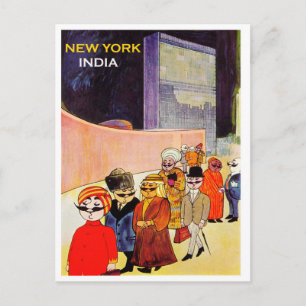 New York Indien, Vintages Flugplakat Postkarte