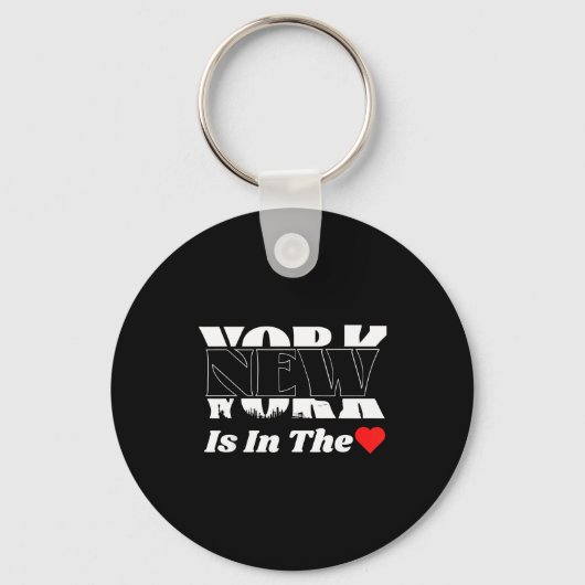 New York Is In The Heart – Bold Skyline Graphic De Schlüsselanhänger (Vorderseite)