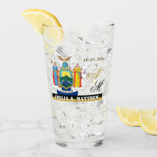 New York Jahrestag, Wedding Bierglas, NY Flag Glas