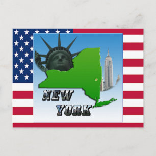 New York Karte, Freiheitsstatue, Denkmal Postkarte