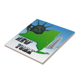 New York Karte, Statue der Freiheit, Denkmal Fliese