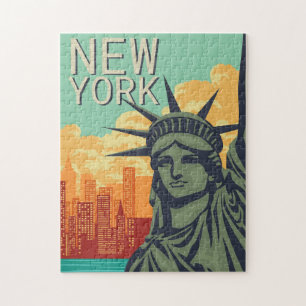 NEW YORK Klassische Vintage-Statue-of-Liberty-Ansi Puzzle