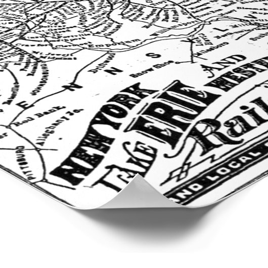 New York Lake Erie and Western Railroad 1884 Karte Poster (Ecke)