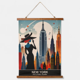New York: Land der endlosen Möglichkeiten Wandteppich Mit Holzrahmen