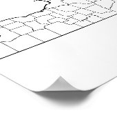 New York Landkreises Blank Kontur Map Poster (Ecke)