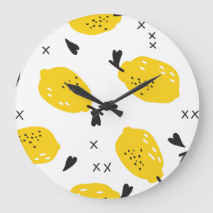 New York Lemons: Vintage Ausschneidungen Große Wanduhr