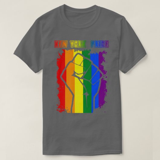New York LGBT Pride Month LGBTQ Regenbogenflagge G T-Shirt (Design vorne)