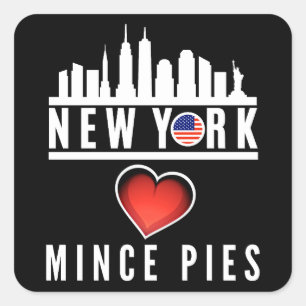 New York Lieben Mince Pies Cityscape Quadratischer Aufkleber