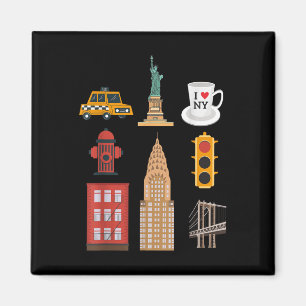 New York Liebhaber T-Shirt Nyc Stadt Wahrzeichen F Magnet