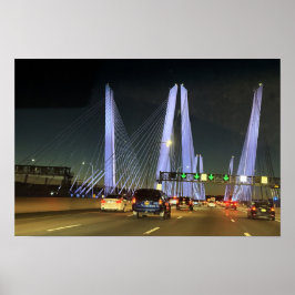 New York Lighted Bridge Poster
