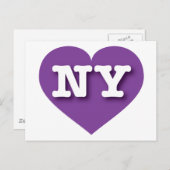 New York Lila Heart - I Liebe NY Postkarte (Vorne/Hinten)