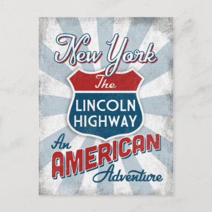 New York Lincoln Highway Vintag America Postkarte