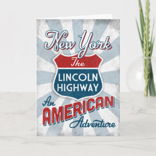 New York Lincoln Highway Vintage Amerika Karte